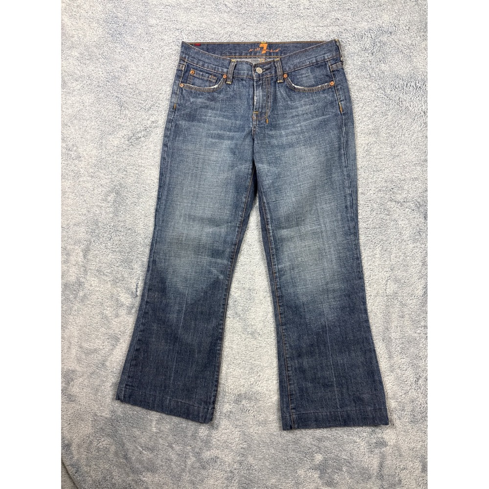 7 For All Mankind Womens 29 Blue Dojo Wide Leg Trouser Jeans U115B019U-019U 9541